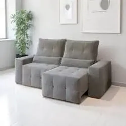 Sofá Retrátil e Reclinável Bianca Cinza Novo 