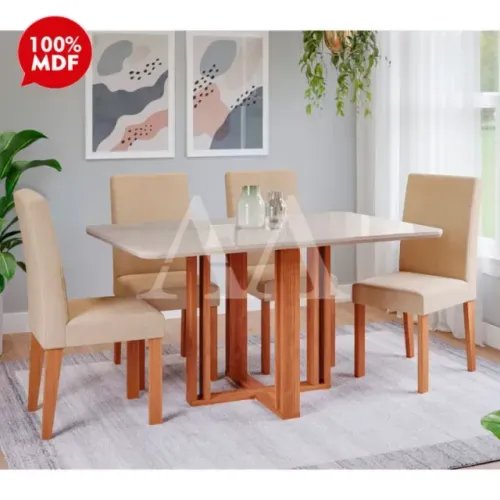 jogo de mesa com 4 cadeiras flora 