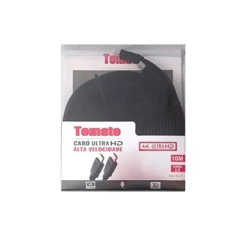  CABO HDMI X HDMI 10 METROS FLAT 2.0 VERSÃO NYLON TOMATE MHD-1010 PRETO