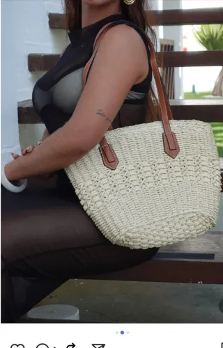 Bolsa de praia no tamanho grande , com alça em courino 