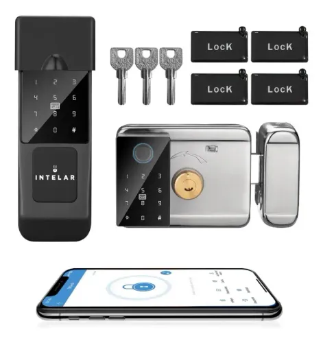 Fechadura Inteligente Dupla Biometria Intelar X6 Para Portão