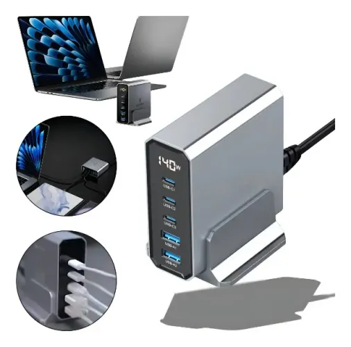 Estação Carregador Rápido De Celular 5 Saídas Usb 140w 10a