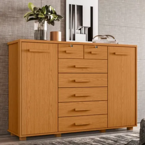 Cômoda Armário de 7 gavetas com portas e cabideiro 