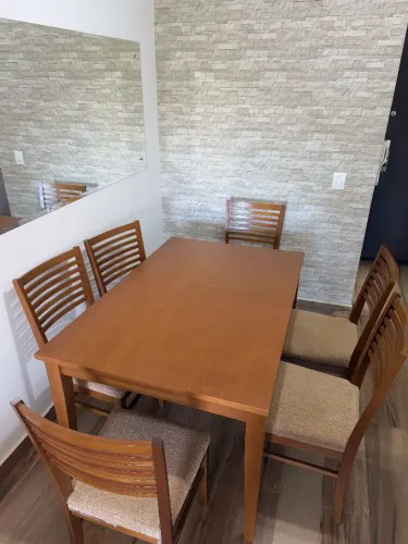 Mesa de Madeira Mogno 6 Lugares Seminova