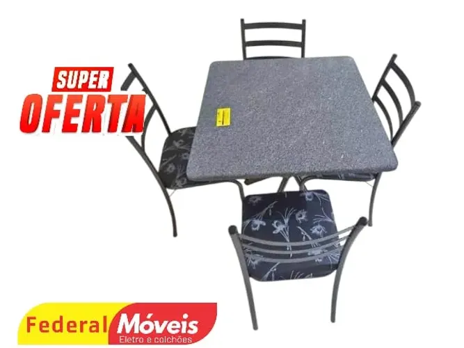 Mesa de Jantar Natal em Ferro 1.20x75m c/ 4 cadeiras - Promoção por tempo limitado