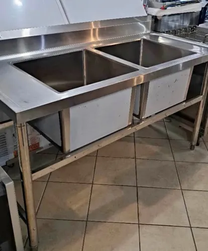 Pia Dupla Inox para Cozinha Industrial