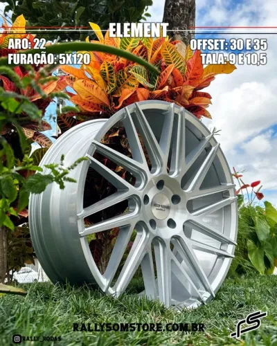 Jogo de Rodas Element Wheels Prata 5x120 - 22x10,5 Offset 35 e 22x9 Offset 30