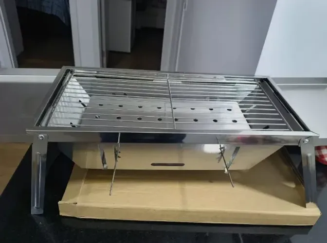 Fogareiro de Churrasco Dobrável Portátil Aço Inoxidável