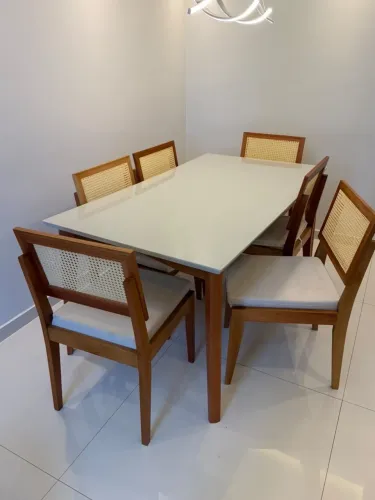 Mesa de Jantar 6 Cadeira Madeira Maciça Rede