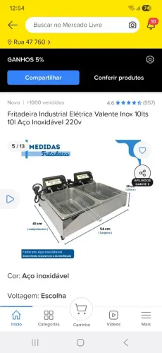 Fritadeira Industrial Elétrica Valete Inox 220v 10l Aço Inoxidável - USADA -