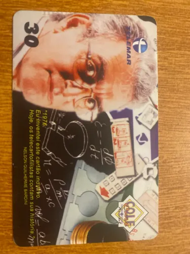 Cartão telefônico HOMENAGEM A NELSON BARDINI, inventor do cartão indutivo no Brasil.