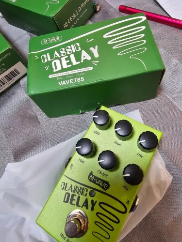 Pedal de Delay M-Vave Classic para Guitarra e Baixo Verde-Claro