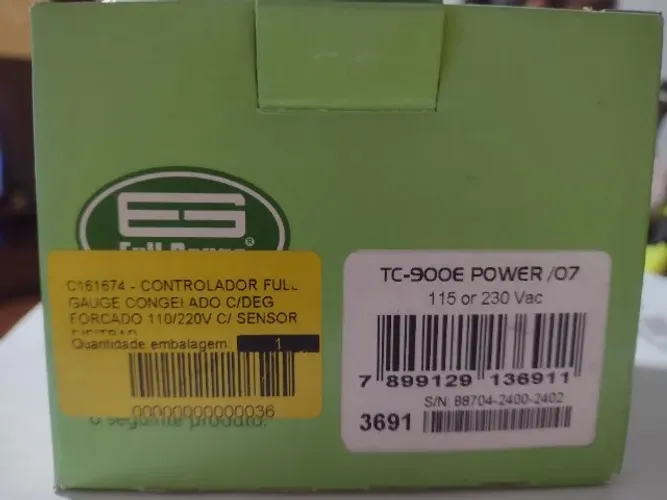CONTROLADOR FULLGAUGE CONGELADO C/ DEG FORCADO 110/220V C/ SENSOR TC-900E POWER/07