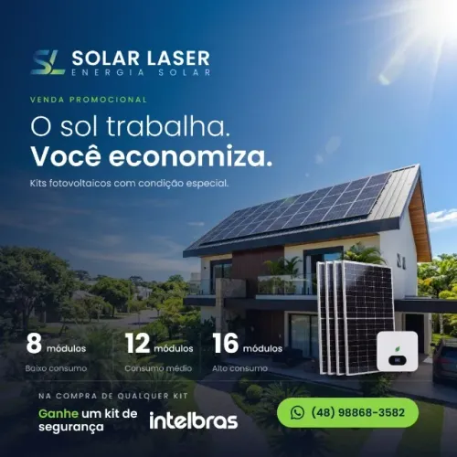 Kit Energia Solar 8, 12 e 16 placas solar