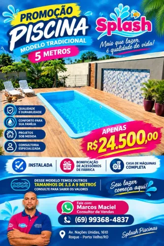 Promoção Piscina Splash Tradicional 5 Metros