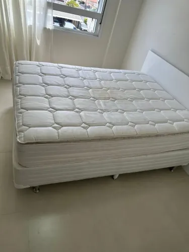 Cama box de casal com colchão e cabeceira tok stok