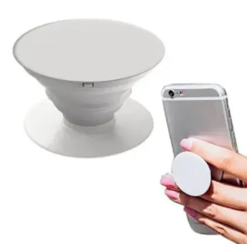 Suporte Popsocket Para Celular Redondo Cor Branco Liso kit com 5 unidades