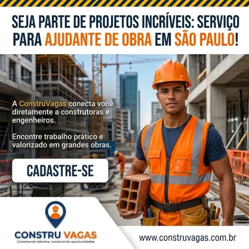 SERVIÇO P/ AJUDANTE DE OBRA - OPORTUNIDADE