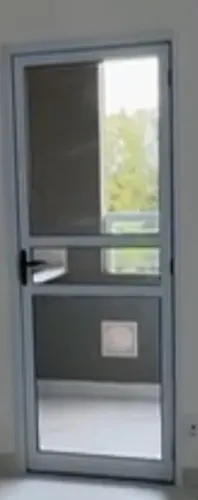 PORTA EM VIDRO COM MAÇANETA ALUMÍNIO BRANCO