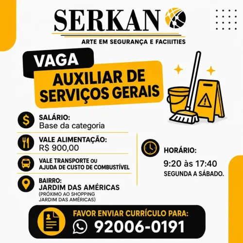 Vaga Auxiliar de Serviços Gerais