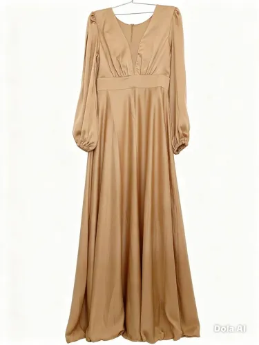 Vestido longo de festa - Novo - dourado/ champanhe - R$370,00