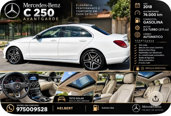 Mercedes-Benz C-250 Avantgarde 2.0 TB 211cv Aut. 2018