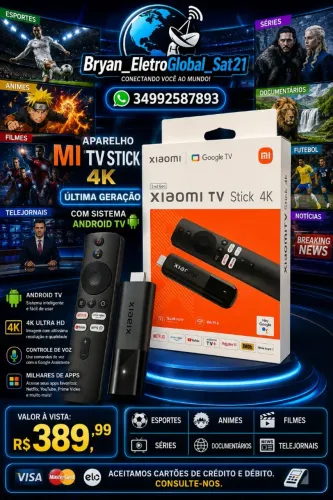 Novo Mi TV STICK 4K 2GER XIAOMI Transforme sua tv em Smart.