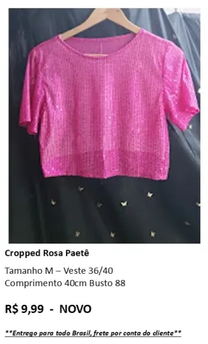 Cropped Dourado Lurex e Pink