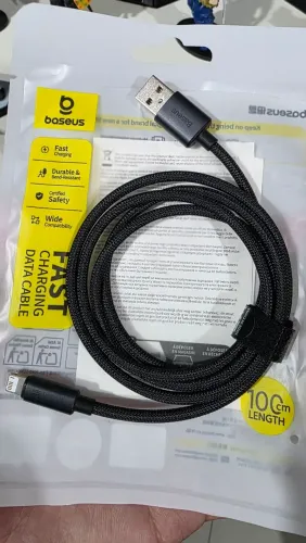 Cabo Lightning reforçado de 1m pra carregador USB Tipo C Baseus / iPhone 8 Plus 14 Pro Max