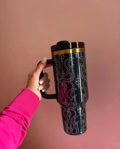 Garrafa térmica 12000ml preta com canudo - Acompanha caixa