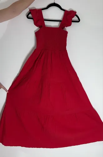 Vestido Vermelho Longo Fluido