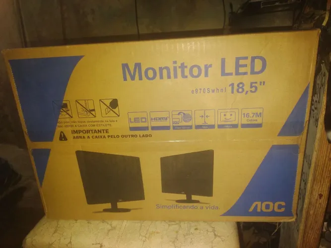 Monitor l AOC HDMI led 18.5 meio polegadas novo na caixa lacrado testo vedeo wat ZAP viu