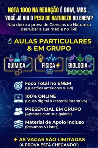 Aulas Particulares E Em Grupo - Química, Física E Biologia (Foco Enem)