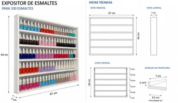 NICHO EXPOSITOR PARA ESMALTES E CARRINHOS EM MINIATURA