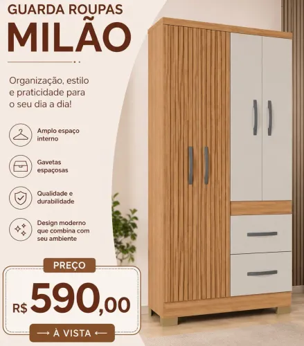 Guarda roupas cor off white ripado 