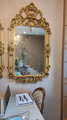 Espelhos Provençais Resina de Madeira com pintura em micro folhas de ouro