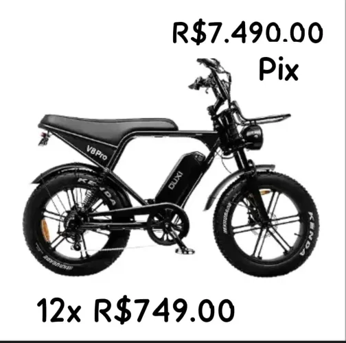 Bicicleta Bike elétrica Nova V8 V8S V8S Pro Fat Bike aro 20 bateria de lítio farol nova