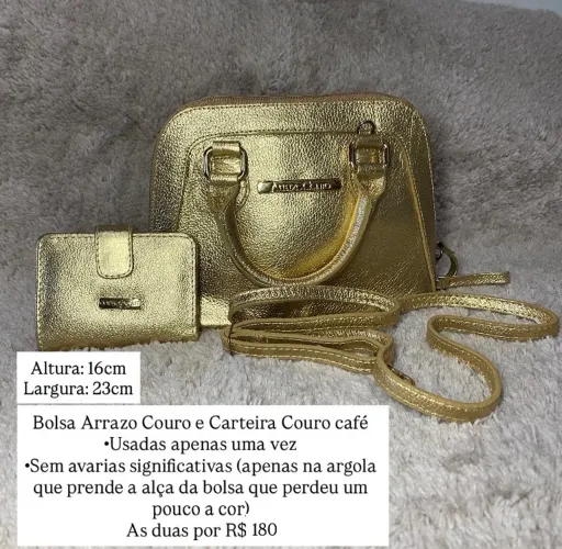 Bolsa Arrazo Couro e carteira Couro Café