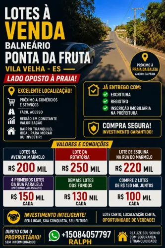 LOTES COMERCIAIS PARA GALPÕES, PONTA DA FRUTA | VILA VELHA/ES, PARCELO, TROCO