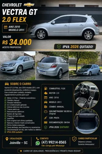 Chevrolet Vectra GT 2.0 MPFI 8V Flexpower Mec. 2011