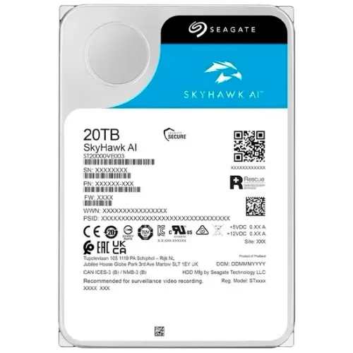 HD Seagate SkyHawk AI Surveillance ST20000VE003 20TB 3.5" 7200RPM 512MB - Lacrado na caixa