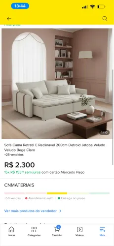 Sofá Cama Retratil E Reclinavel 200cm Veludo Bege Claro
