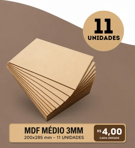 11 Chapas MDF Cru 3mm 200 x 285mm