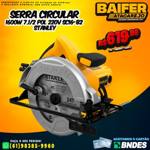 Serra Circular 1600W 7.1/2 Pol 220V SC16-B2 Stanley