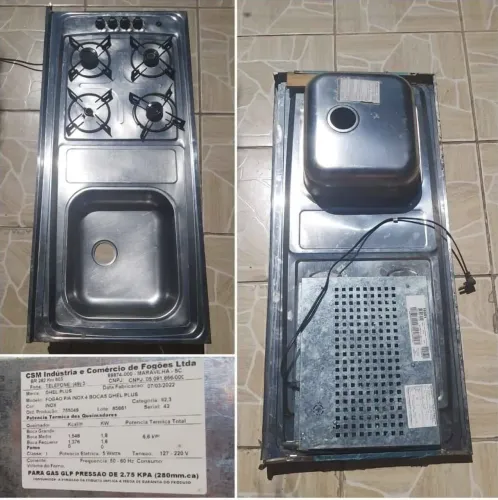 Fogão com pia de Inox (4 bocas) Ghel Plus