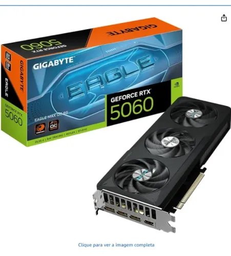 Gigabyte RTX 5060 Eagle Max OC Placa de Vídeo 8GB GDDR7 NVIDIA GeForce