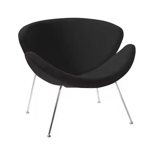 Poltrona Design Trevo Preto Base Inox Estilo anos 60