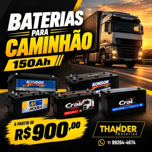 BATERIAS PARA CAMINHÃO 150Ah - Mercedes/Scania/Volvo/Iveco