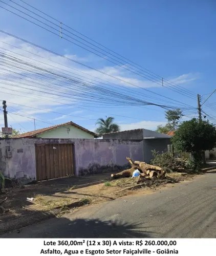Leia a descrição: Lote 360,00m² (Asfalto, Agua, Esgoto) Setor Faiçalville