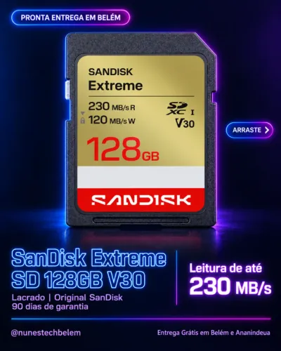 Sandisk Extreme Cartão SD 128gb